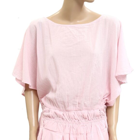 Free People Free-Est Sutton Mini Dress Flutter Sleeve Smocked Boat Neck M 283563 - Picture 6 of 9